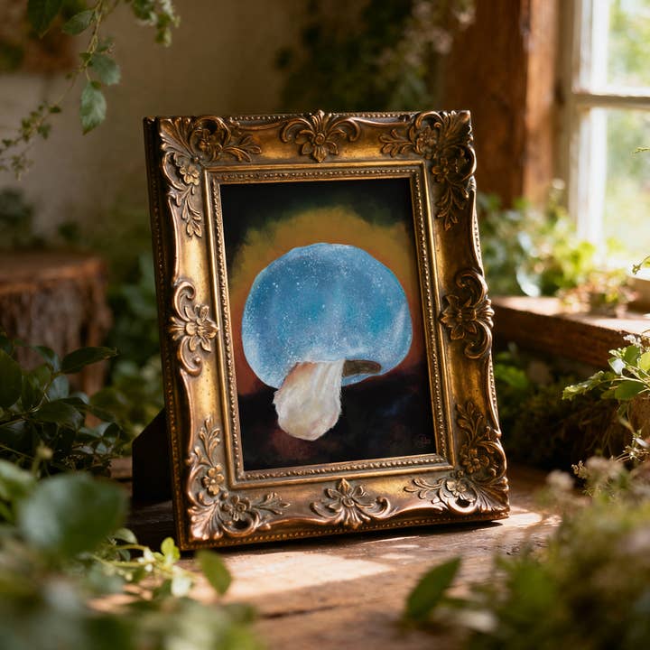 Puffy Blue Mushroom Fine Art Print 8"x10" for wholesale by Imaginarium Arts
