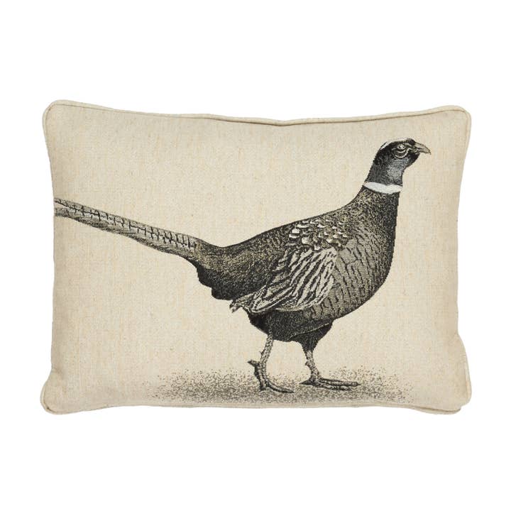 Landlinne Fasan Vänster Piped Gobelängkudde - 33x45cm för wholesale av Hines of Oxford