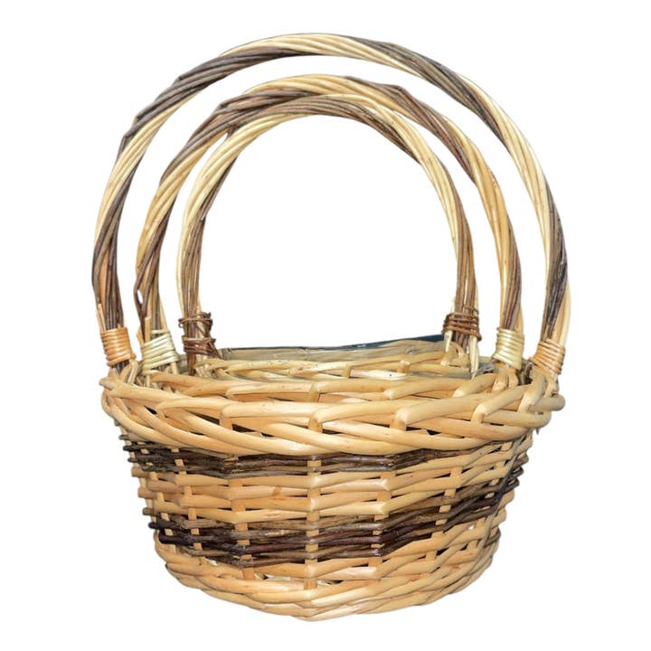 Round Two Tone Willow Baskets  for wholesale by Thompson Wholesale