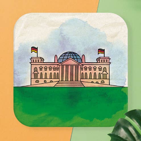 Stadtliebe® | Berlin beer mat postcard “Reichstag” for wholesale by Stadtliebe®