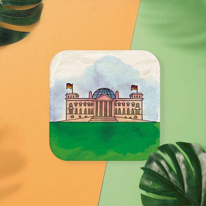 Stadtliebe® | Berlin beer mat postcard “Reichstag” for wholesale by Stadtliebe®