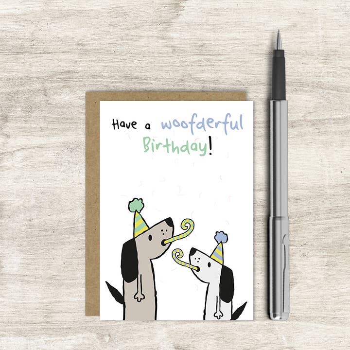 Have A Woofderful Birthday! - (100% Naked) - Greetings Card for wholesale by Dandelion Stationery