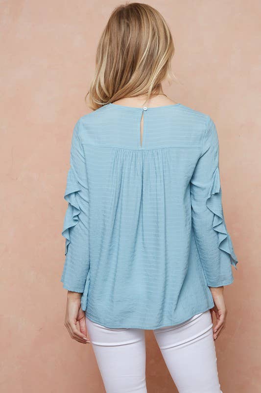 Doe and Rae - Wholesale Blouse - Women's - Ruffle Sleeve Blouse - 40854T3
