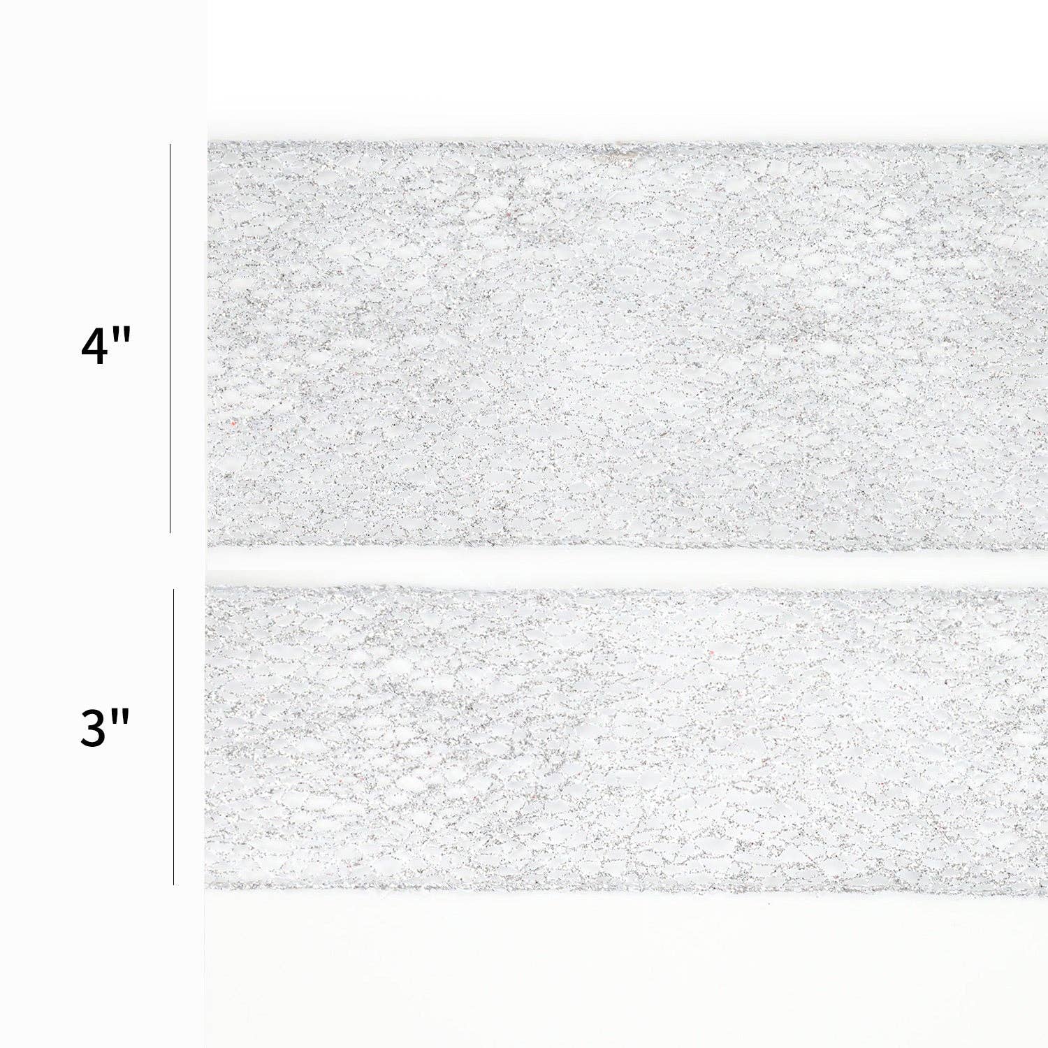 LA Ribbons Wholesale - Wholesale Ribbon - Gift Wrapping - 4" Mesh Wired Ribbon | Silver | 10 Yard Roll5