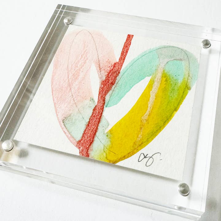 Pintura de Corazón Goteante en Bloque de Acrílico para venta al por mayor de Carrie Song Art