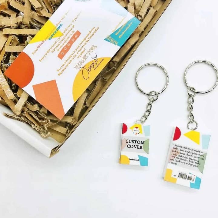 Custom Key Ring | Any book or vinyl for wholesale by bookonahookco