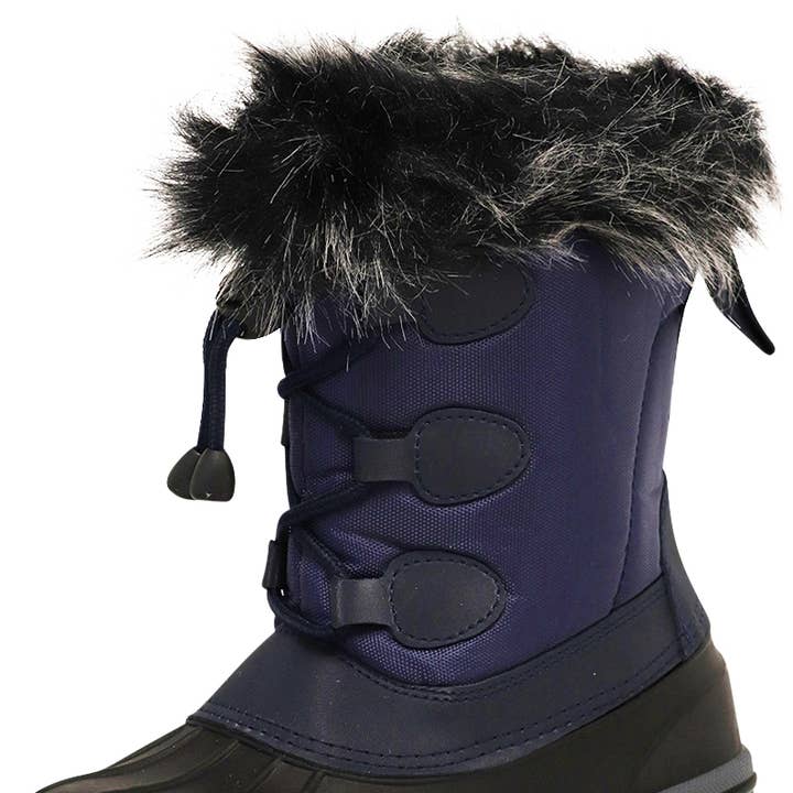NORTY Tod Boys 6-10 Blue Fur Trim Snow Boot 50010 Prepack for wholesale by The Norty Brand