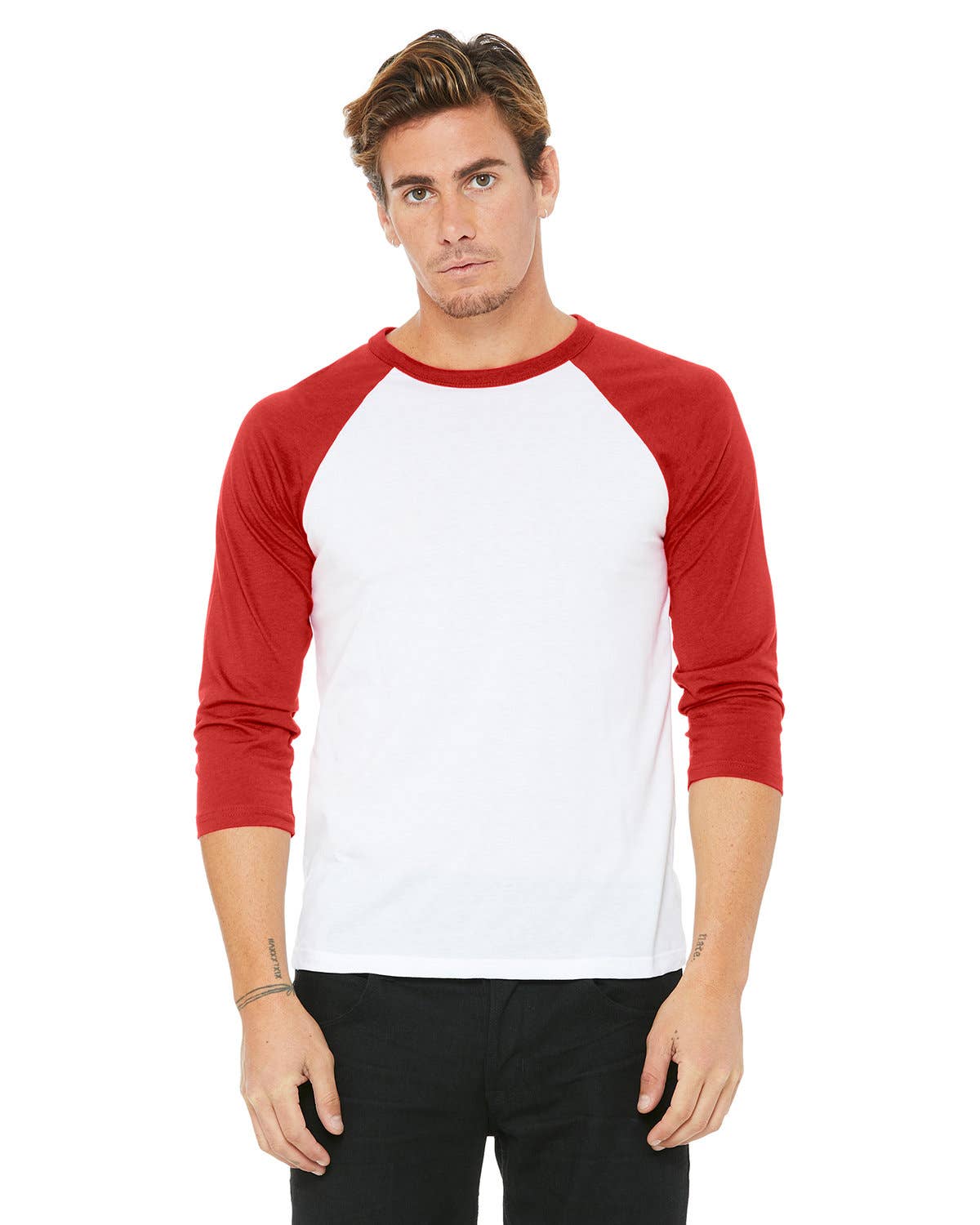 Total Apparel - Wholesale T-Shirt - Men's - Bella + Canvas 3200 - Unisex 3/4-Sleeve Baseball T-Shirt1