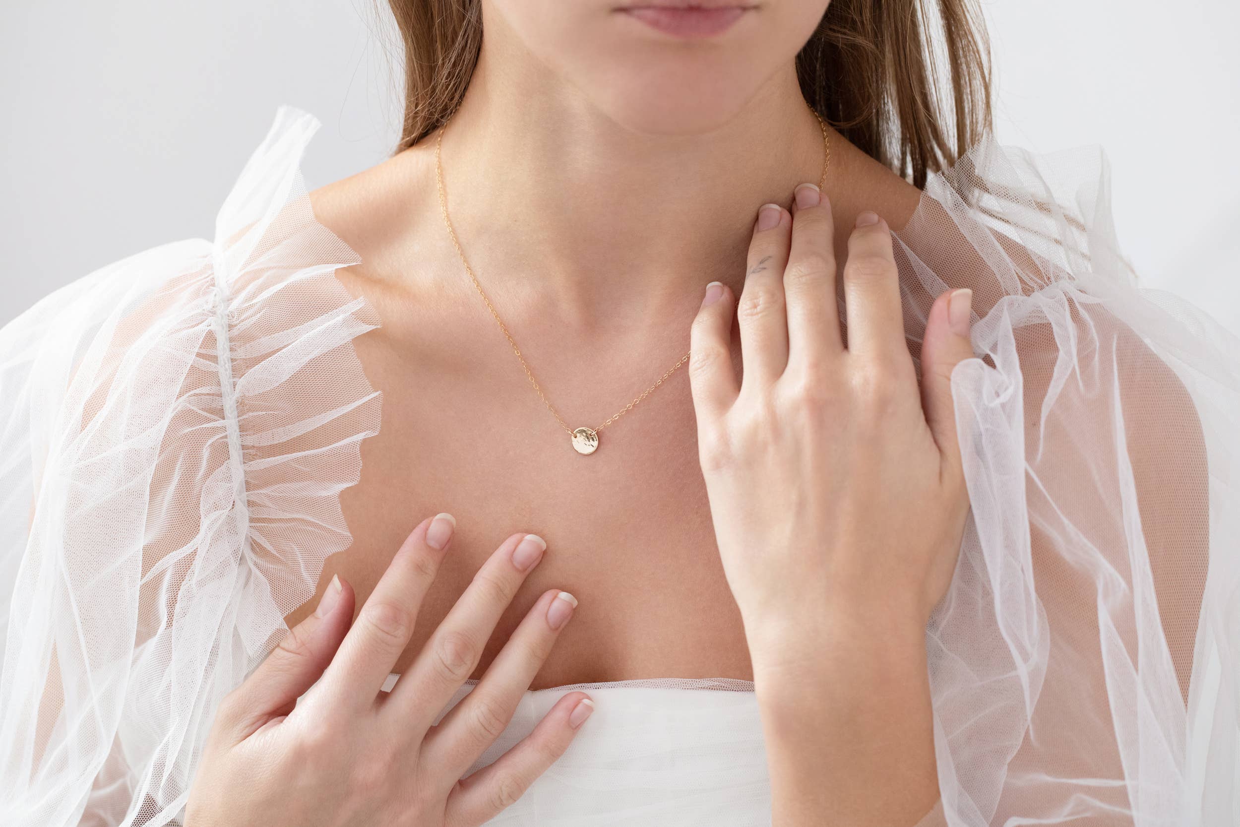 Thira Jewelry - Wholesale Pendant/Charm Necklace - Tiny Gold hammered disc necklace4