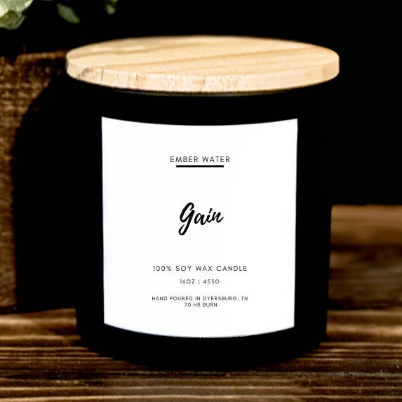 Gain 16 oz 100% Soy Candle for wholesale by Ember Water