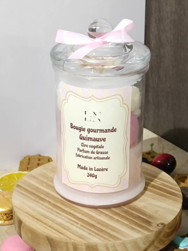 Bougie bonbonnière gourmande "Guimauve" pour la vente par LNDECO