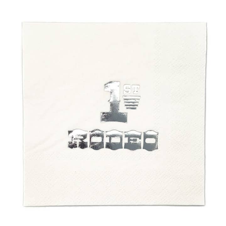 White 1st Rodeo Cocktail Napkins (Set of 20) for wholesale by Party West