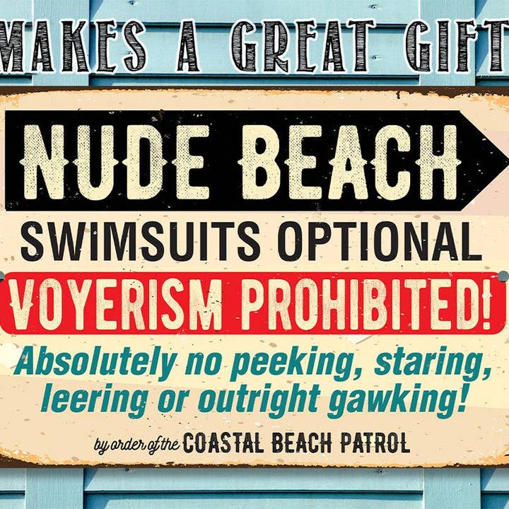 Lone Star Art - Wholesale Sign - Nude Beach Swimsuits Optional - Metal Sign