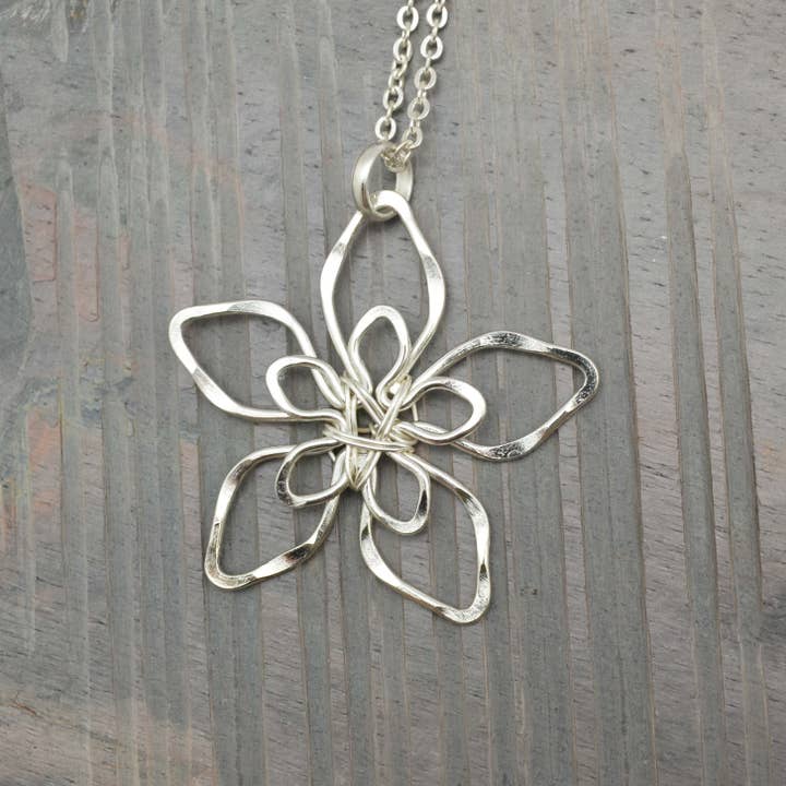 Silver Plated Pendant Necklace - Star Flower for wholesale by Anju Jewelry