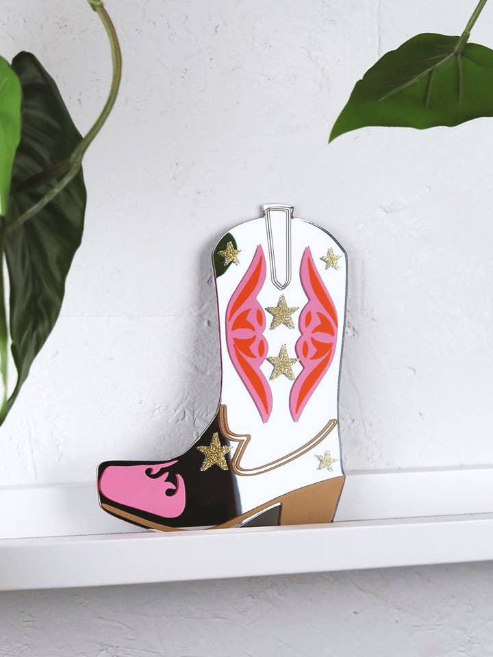 Rootin' Tootin' Cowboy Boot Mini Mirror for wholesale by Printed Weird