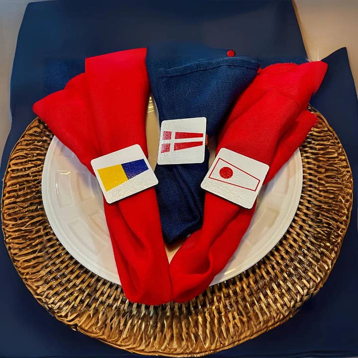 Ipswich River Craft - Wholesale Napkin Ring - Wholesale Nautical Number Napkin Rings - Set of 8