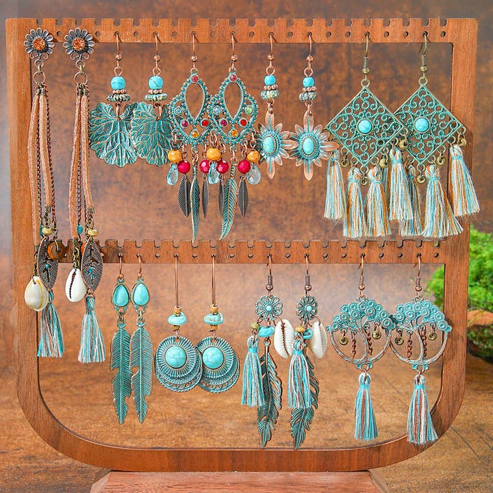 Boheemse geometrische kwastjes-oorbellen exotische vakantiesieraden voor wholesale door Halcyon Outfitters®