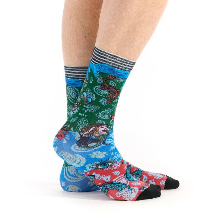 Mi-chaussette bambou imprimée BANDANA pour la vente par Dub & Drino
