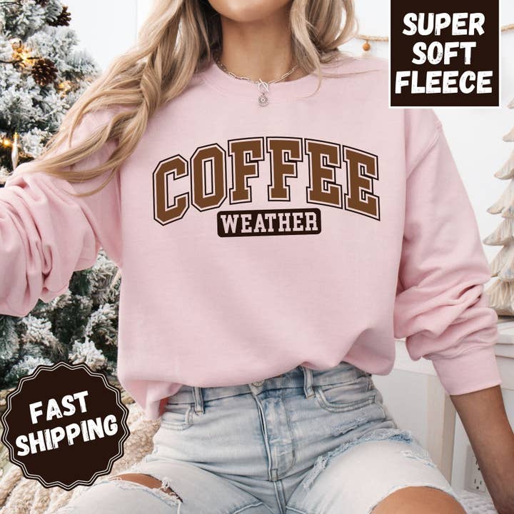 ChubbyBubbyBear - Wholesale Graphic Sweatshirt - Women's - Coffee Weather Crewneck Sweatshirt4