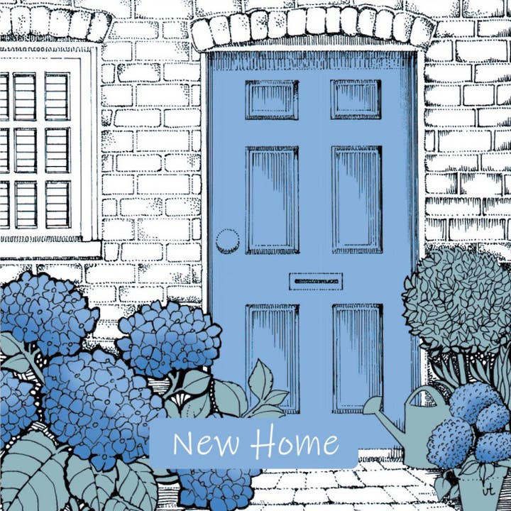 Alff a Bet Design – wholesale Everyday greeting card – New Home Blue Door