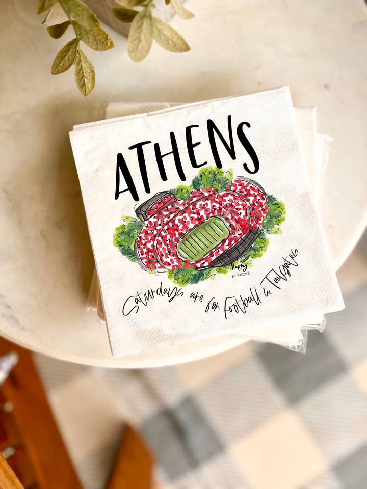 Athens, GA Tailgate Napkins-20 per Pack-Lunch Size for wholesale by Happy By Rachel, LLC