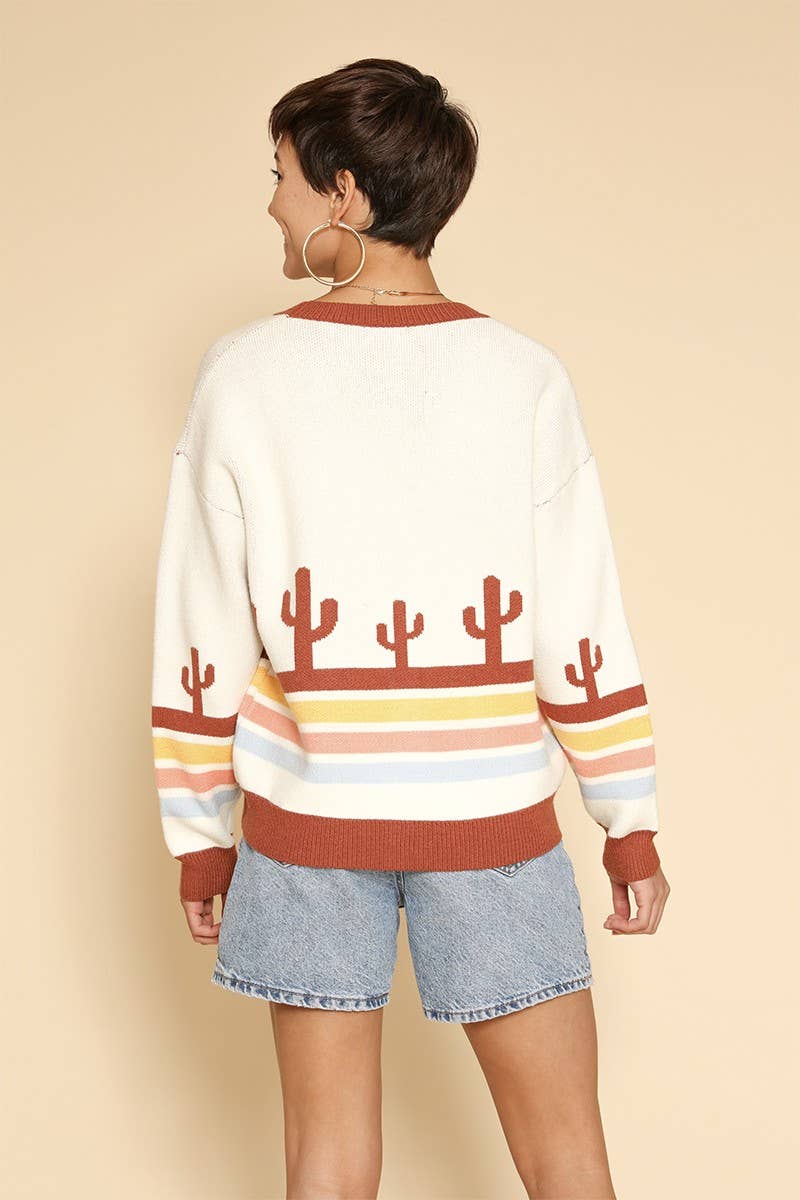 Fløde multi Ørken retro stribe cardigan for engroshandel på Faire1