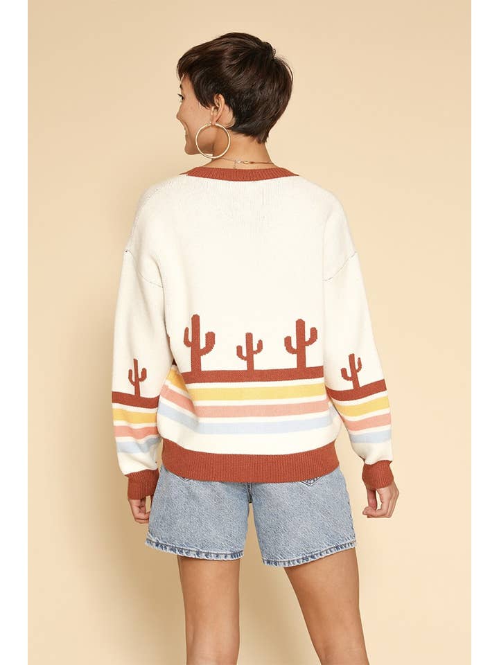 Fløde multi Ørken retro stribe cardigan for engroshandel på Faire1