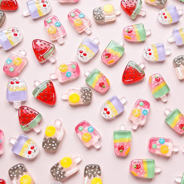 Moon Bunny - Wholesale Craft Supplies - Clear summer fruit popsicles (4 pcs)1