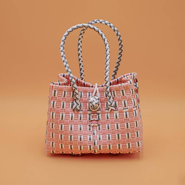 Inner Child - Wholesale Tote Bag - Women's - "Saigon Birkin" Recycled Plastic Bag in Light Pink and Grey3