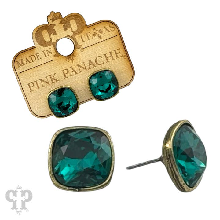 Pink Panache Brands - Venta al por mayor Pendientes de botón/aretes de poste - Pendiente de poste con cristal cuadrado austriaco, 12 mm