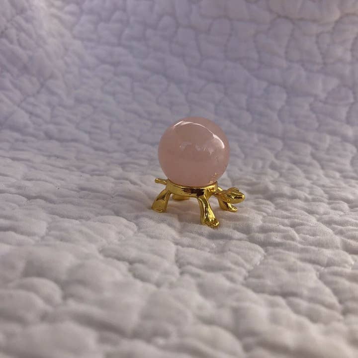 Tree of Life Gems – Engroshandel Spirituelle sten og krystaller – Rose Quartz 20mm kugle på guld skildpadde stativ