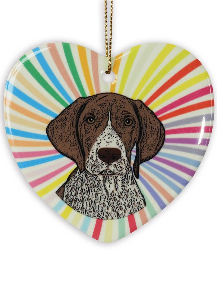 German Shorthair Ceramic Heart Ornament for wholesale by Sabyloo