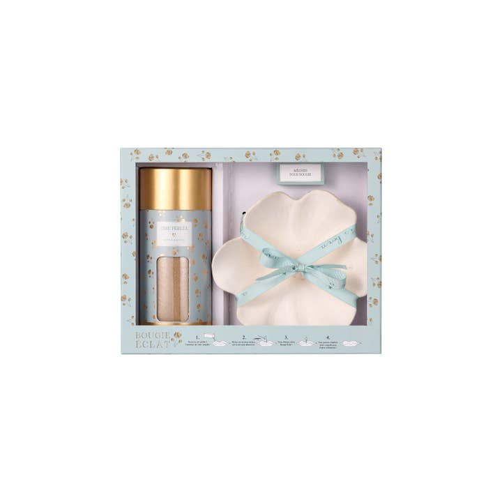 STELLA GREEN - Wholesale Jar/filled candle - Pearl Wax Candle Set – Leaf-Shaped Holder1