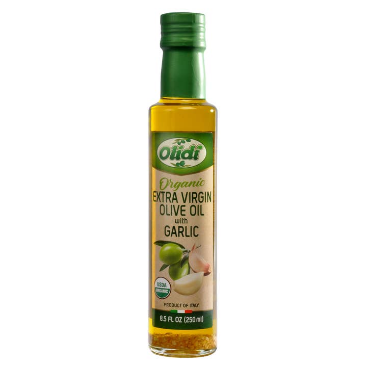 Olidi Organic Garlic Extra Virgin Olive Oil, 8.5 fl. oz. for wholesale by Fine Italian Food