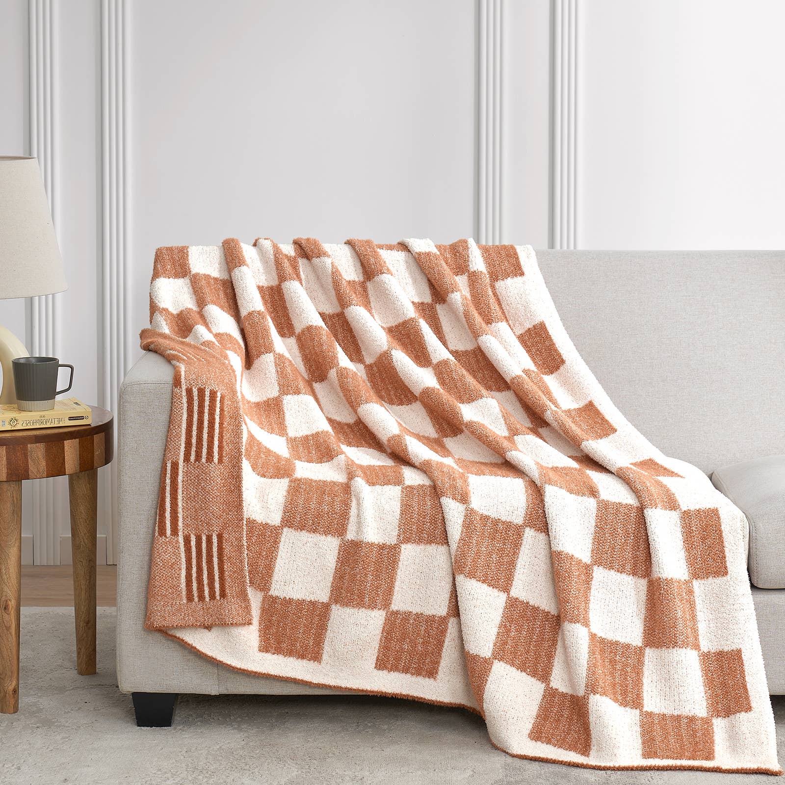 DreamValley - Wholesale Throw Blanket - SS Striped Checkered Throw Blanket 50x60 inches1