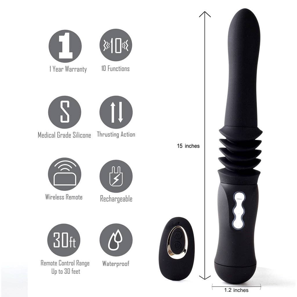 Maia Toys - Wholesale Sex Toy - Max Rechargable Silicone Thrusting Love Machine - Black2