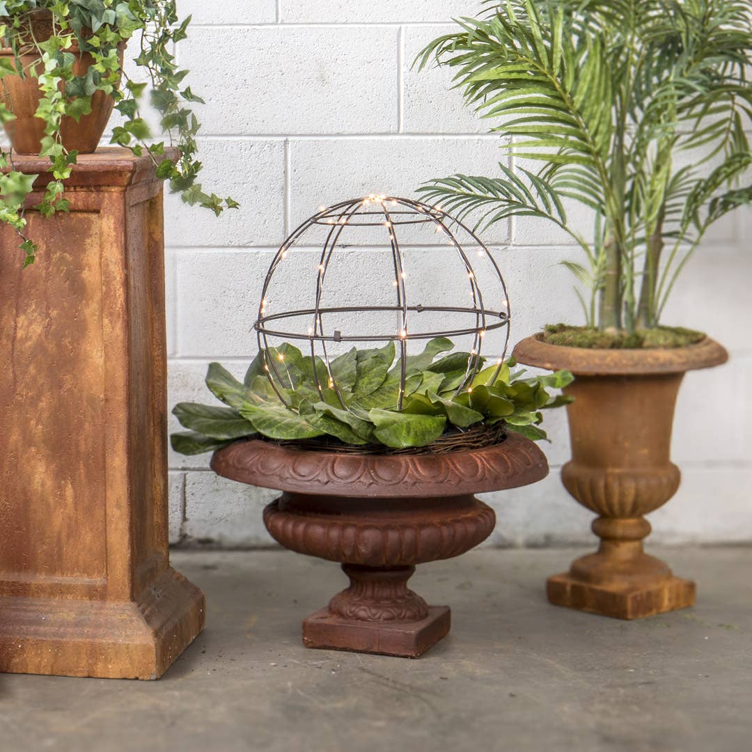 Willow Group - Wholesale Outdoor Ornament/Decor - Brown Round Metal Wire Topiary 15.75"D5