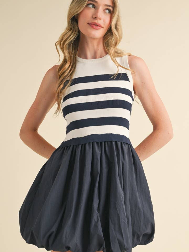 &MERCI – Vestido - Mulher por atacado – VESTIDO MINI COM BAINHA BOLHA EM MÍDIA MISTA MDR371012