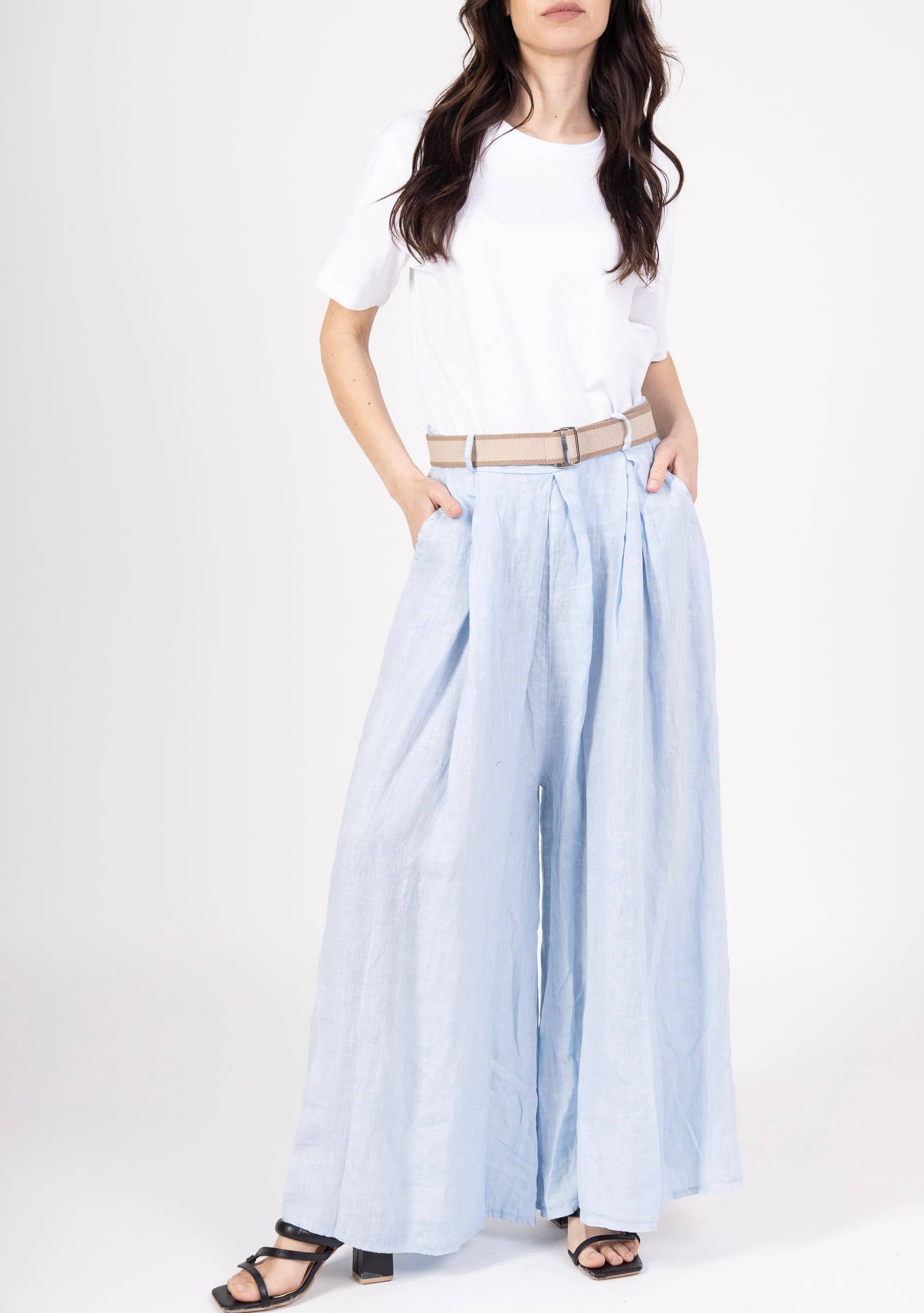 LINEN & COTTON HOUSE - Wholesale Pants - Women's - 22503 100% LINEN TROUSERS WITH BELT AND POCKETS3