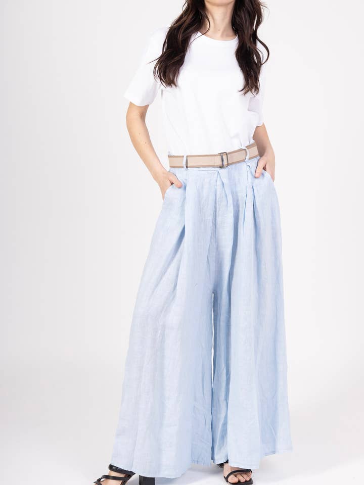 LINEN & COTTON HOUSE - Wholesale Pants - Women's - 22503 100% LINEN TROUSERS WITH BELT AND POCKETS3