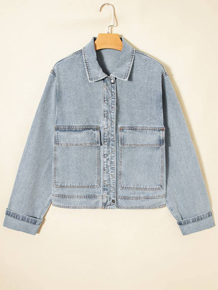 Sophia Zip Up Washed Jacket for wholesale by Threaded Pear