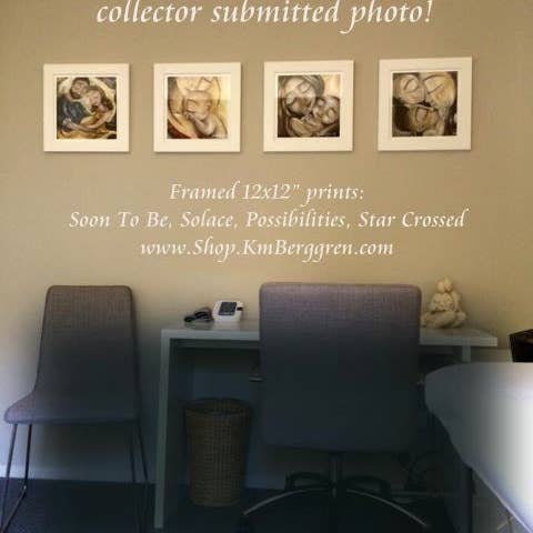 Katie m. Berggren art & design, LLC - Wholesale Art Print - Star Crossed - 2 Toddlers Kissing Mommy Art Print2