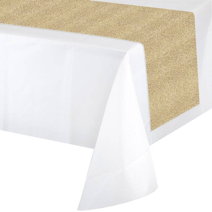 Bulk Party Decor - Wholesale Table Runner - Glittering Gold Plastic Table Runners, 1/Pkg