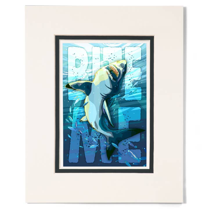 MATTED PRINTS Great White Shark Bite Me for wholesale by Lantern Press