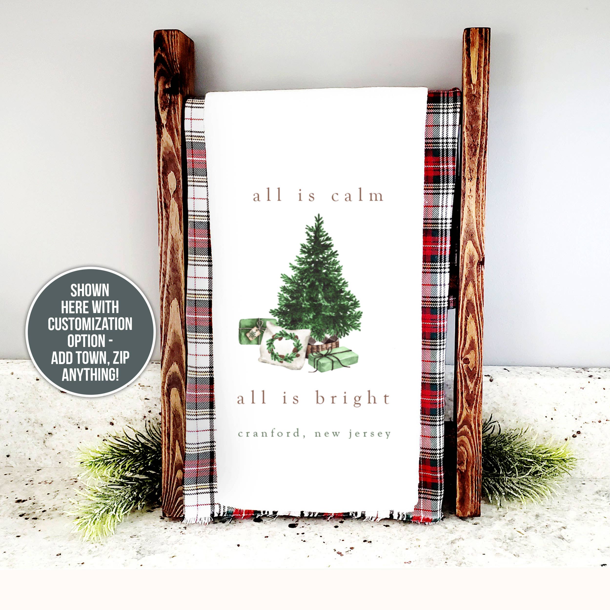 ZA Handmade Wholesale - Wholesale Tea Towel - Cotton Tea towel | christmas tea towel | all is calm all is bright dish towel | christmas tea towel1