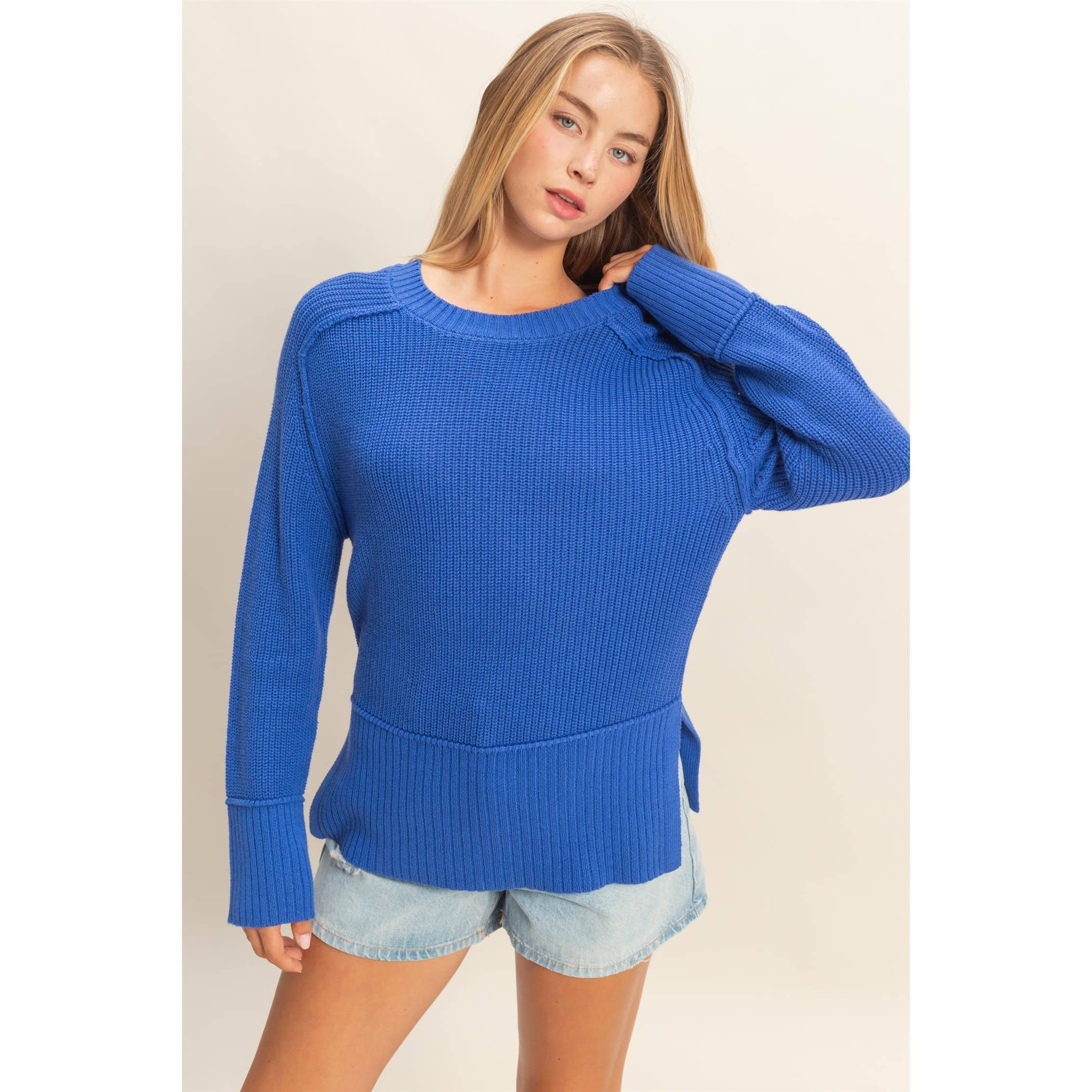 HYFVE - Wholesale Knit Sweater - Women's - Raglan Long Sleeve Side Slit Sweater0