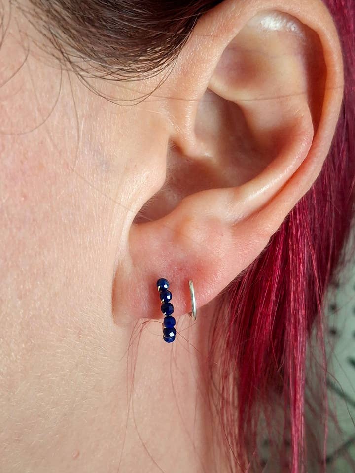 Ædelsten Faux Dobbelt Piercing, Trådbøjleøreringe for engroshandel hos Cat Horn Accessory