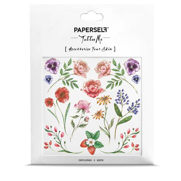 PAPERSELF - Wholesale Temporary Tattoo - Flowers and Berries Temporary Tattoos Stickers