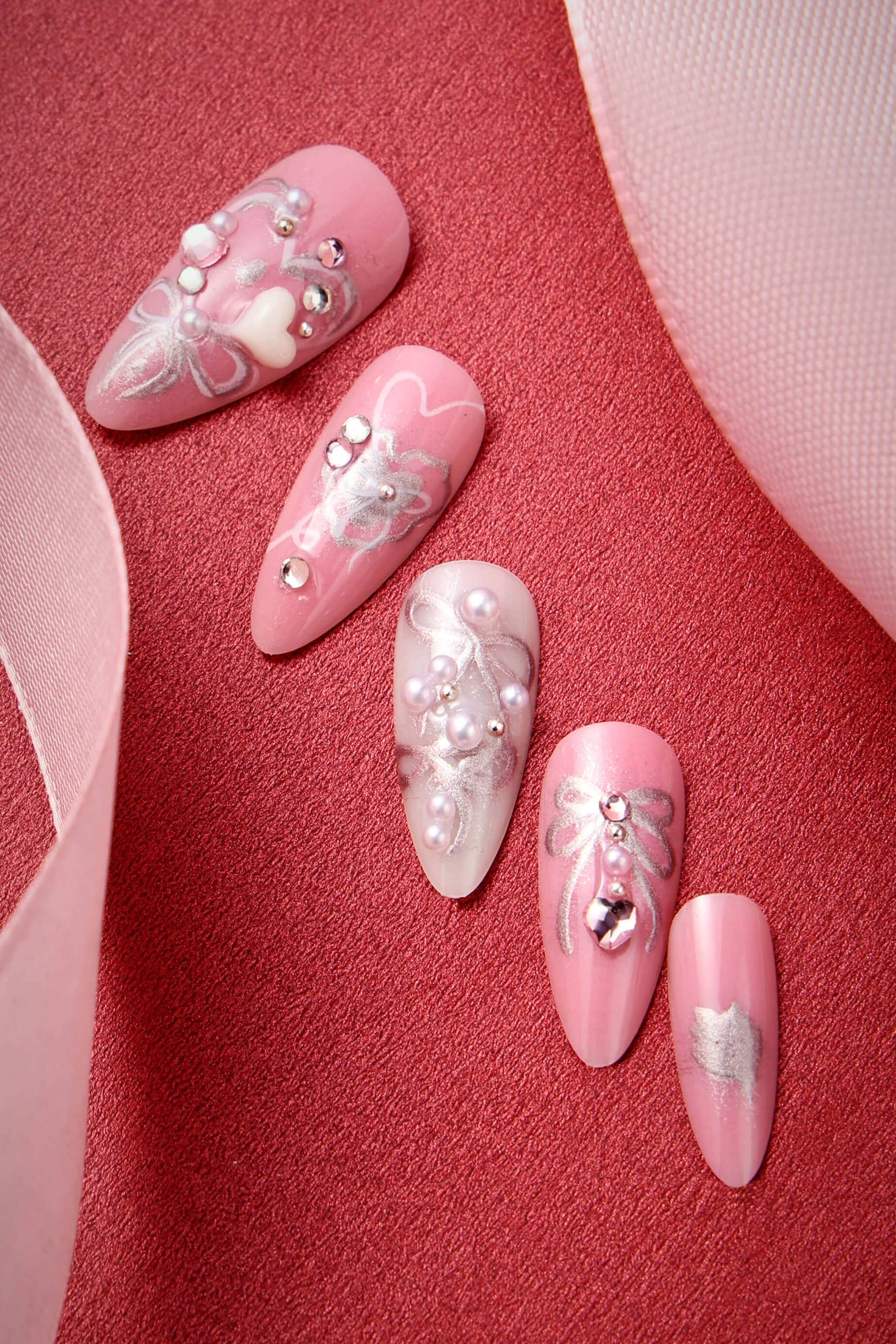 Never Have I Ever - Wholesale Press-On/Fake Nails - Hearts of Pearls - Almond Press-On Nails6