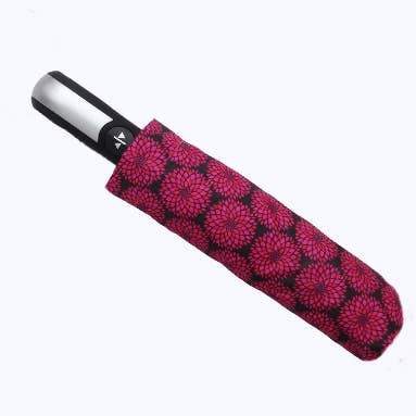 GirlzNDollz - Wholesale Umbrella - Women's - Compact Spring Umbrella with UV - Black Flower Bloom2